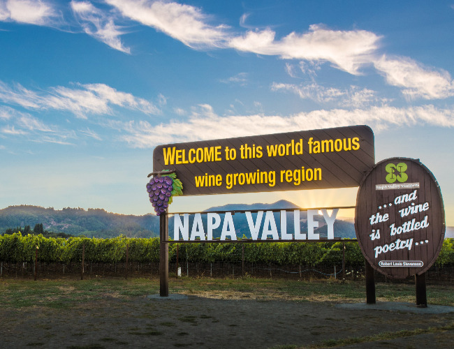 Napa valley sign for wine